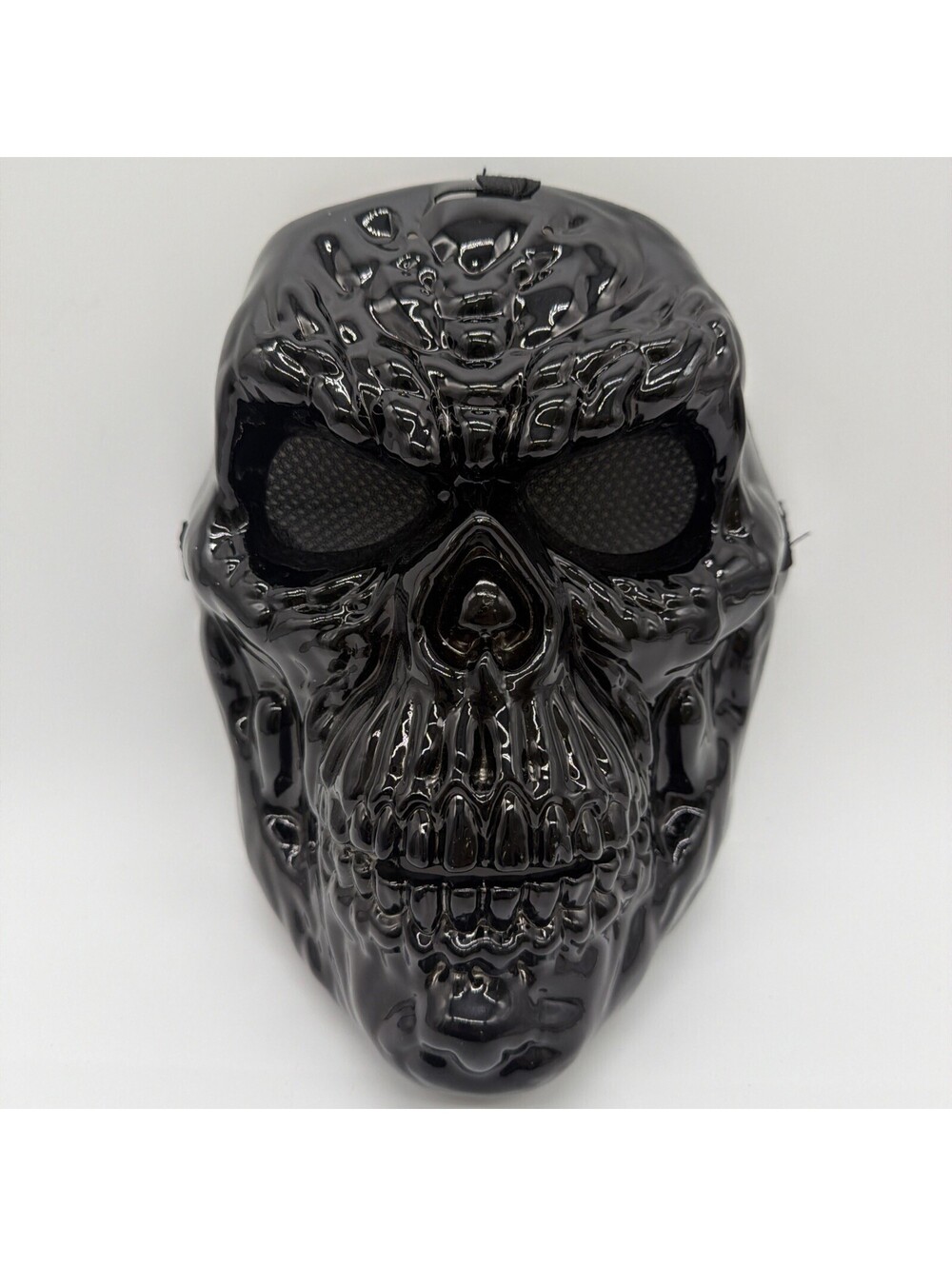 Halloween Black Hard Plastic Skeleton Mask Spooky Scary Dress Up
